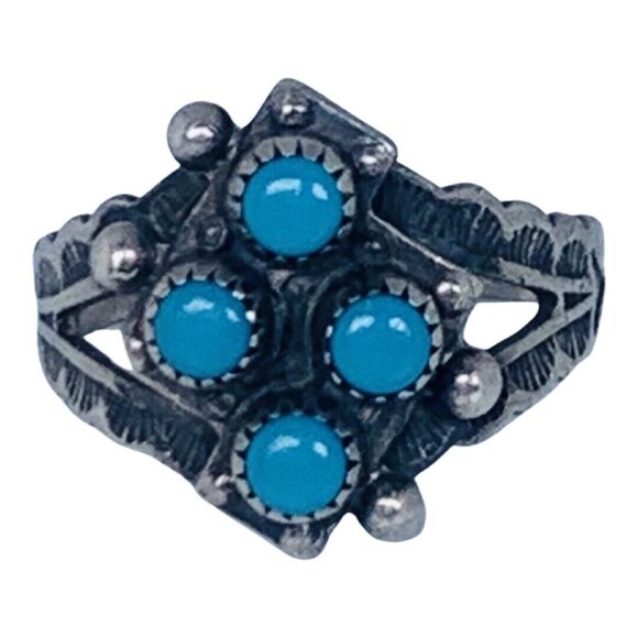 Native American 925 Sterling Silver Blue Turquoise Ring Sz 5 Sleeping Beauty - Picture 4 of 14